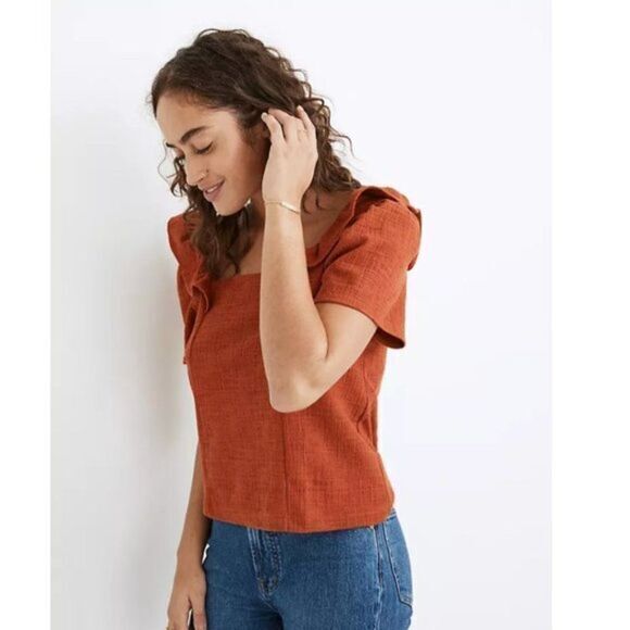 Madewell Crosshatch Ruffled Top - Picture 2 of 16